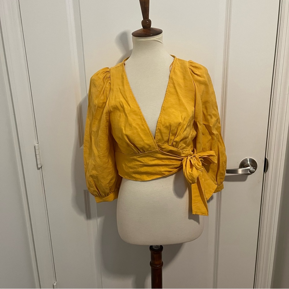 Zara Yellow Wrap Crop Top